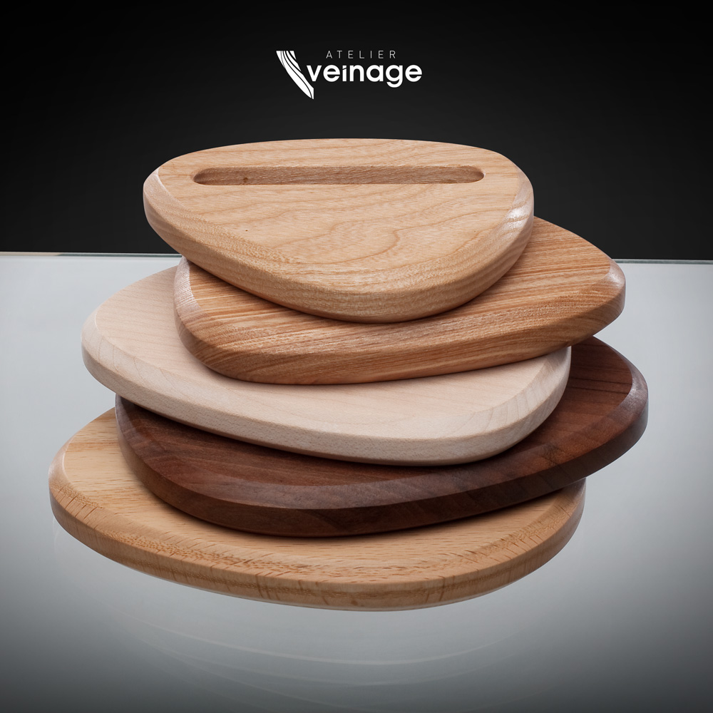Smart-CAIRN 5 pièces - Stand pour téléphone en bois design - Atelier Veinage