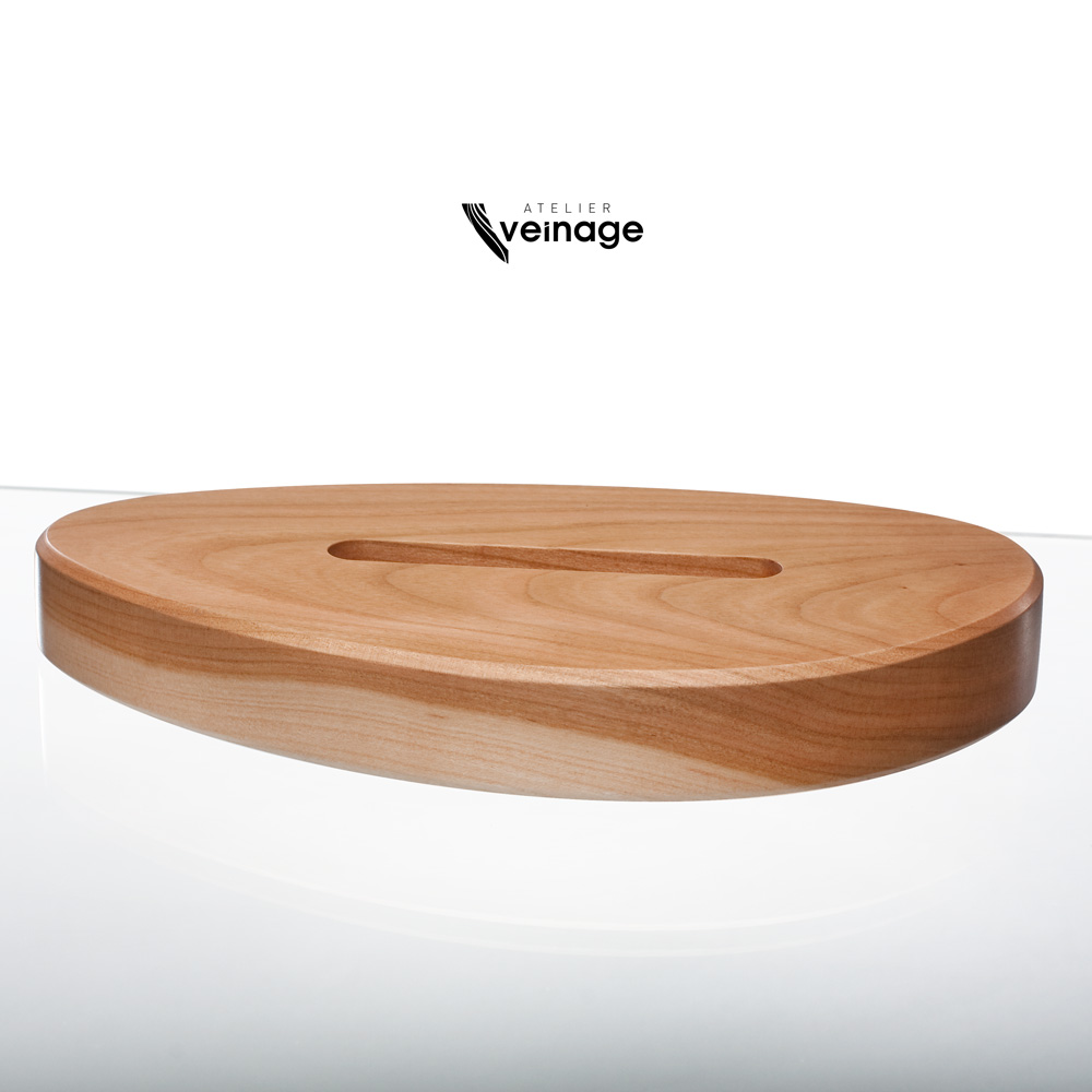 Support de smartphone de créateur en bois de Merisier - Par Atelier Veinage